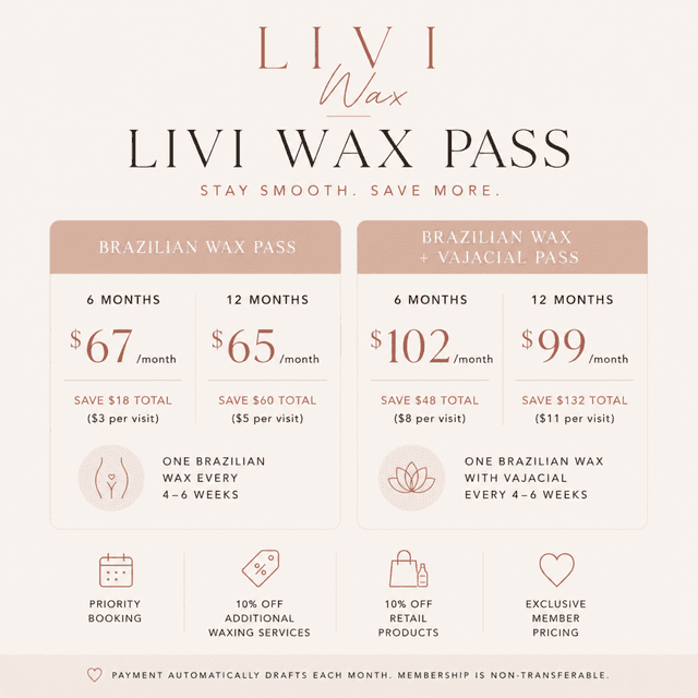 6 Brazilian Wax Pass (No Vajacial) at Livi Facial & Beauty Spa in Conway, AR